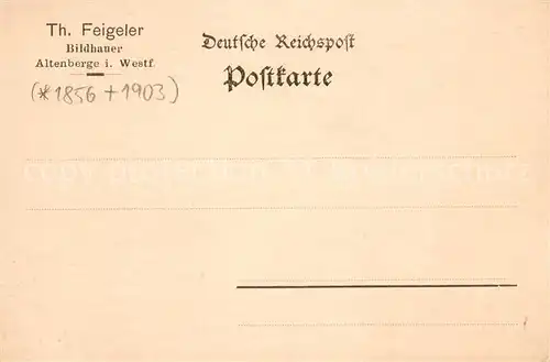 AK / Ansichtskarte Altenberge_Westfalen Vordruckkarte Th. Feigeler Bildhauer  Altenberge_Westfalen