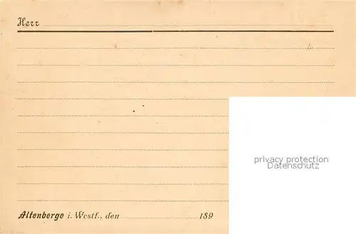 AK / Ansichtskarte Altenberge_Westfalen Vordruckkarte Th. Feigeler Bildhauer  Altenberge_Westfalen