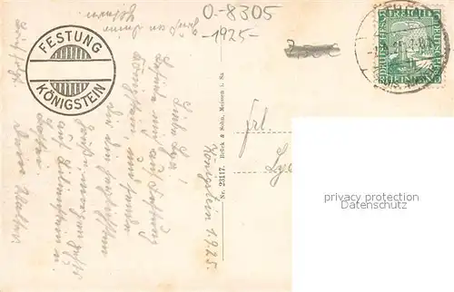 AK / Ansichtskarte Koenigstein_Saechsische_Schweiz Festung und Stdt Koenigstein_Saechsische