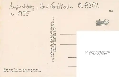 AK / Ansichtskarte Bad_Gottleuba Berggiesshuebel Augustberg Sanatorium Bad