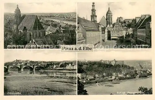 AK / Ansichtskarte Pirna_Elbe Marienkirche Marktplatz Schloss Sonnenstein Elbbruecke Feldpost 