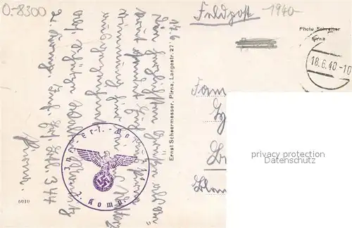 AK / Ansichtskarte Pirna_Elbe Marienkirche Marktplatz Schloss Sonnenstein Elbbruecke Feldpost 