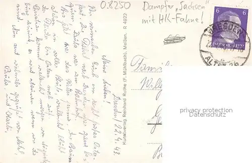 AK / Ansichtskarte Meissen_Elbe_Sachsen Albrechtsburg und Dom Dampfer Sachsen mit HK  Fahne Meissen_Elbe_Sachsen