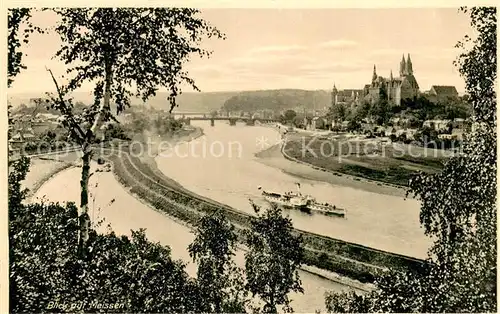 AK / Ansichtskarte Meissen_Elbe_Sachsen Blick auf die Stadt mit Fluss Meissen_Elbe_Sachsen