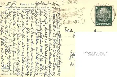 AK / Ansichtskarte Zittau Gesamtbild vom Kummersberg Jeschken Zittau