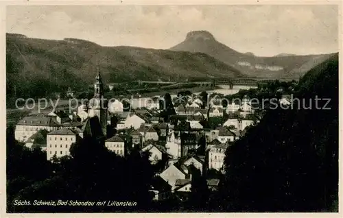 AK / Ansichtskarte Bad_Schandau Stadt mit dem Lilienstein Bad_Schandau