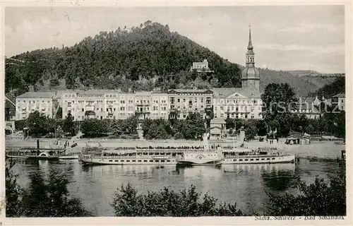 AK / Ansichtskarte Bad_Schandau Teilansicht mit Schiff Bad_Schandau