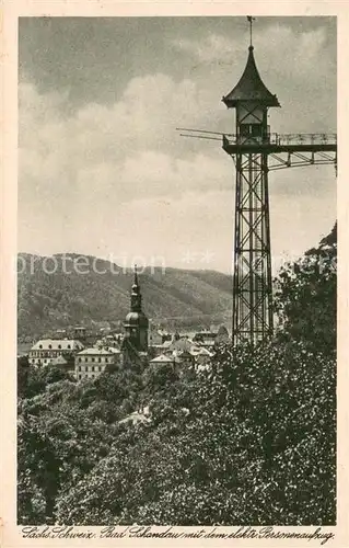 AK / Ansichtskarte Bad_Schandau Stadt und elektrischer Personenaufzug Bad_Schandau