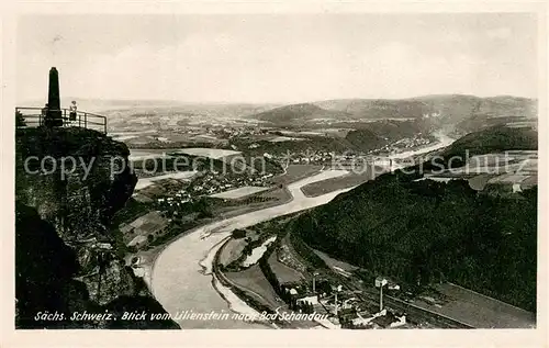 AK / Ansichtskarte Bad_Schandau Blick vonm Lilienstein auf Schandau Gesamtansicht Bad_Schandau