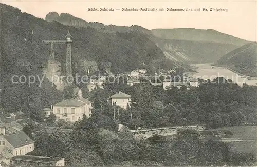 AK / Ansichtskarte Postelwitz Teilansicht mit Schrammsteine und Gr. Winterberg Postelwitz
