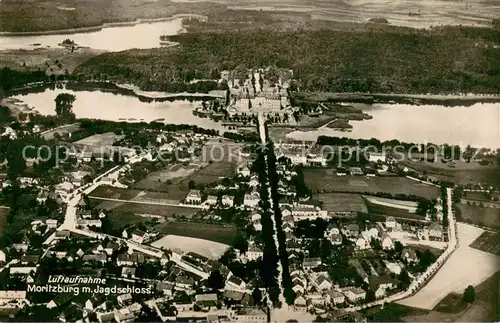 AK / Ansichtskarte Moritzburg_Sachsen Fliegeraufnahme mit Jagdschloss Moritzburg Sachsen