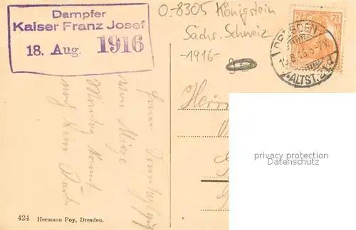 AK / Ansichtskarte Koenigstein_Saechsische_Schweiz Blick auf Pfaffenstein Koenigstein_Saechsische