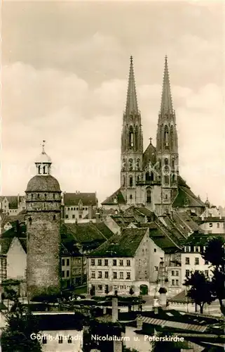 AK / Ansichtskarte Goerlitz_Sachsen Nicolaiturm und Peterskirche Goerlitz Sachsen