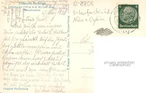 AK / Ansichtskarte Scharfenstein_Erzgebirge Hochwald mit dem Scharfenstein Scharfenstein_Erzgebirge