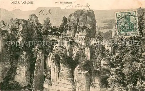 AK / Ansichtskarte Bastei_Saechsische Schweiz Die Basteibruecke Bastei_Saechsische Schweiz