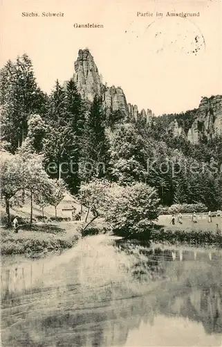 AK / Ansichtskarte Schandau_Bad Gansfelsen Partie im Amselgrund Schandau_Bad