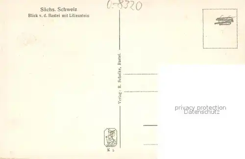 AK / Ansichtskarte Bastei_Saechsische Schweiz Blick von Bastei mit Lilienberg Bastei_Saechsische Schweiz