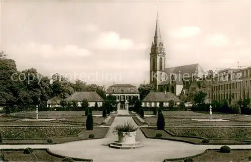 AK / Ansichtskarte Darmstadt Prinz Georg Garten mit Blick auf Prinz Georg Palais und St. Elisabethenkirche Stempel Bundesgartenschau Darmstadt