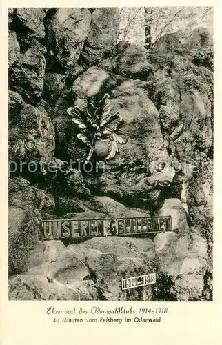 AK / Ansichtskarte Darmstadt Ehrenmal des Odenwaldklubs 1914 1918 auf dem Felsberg Darmstadt