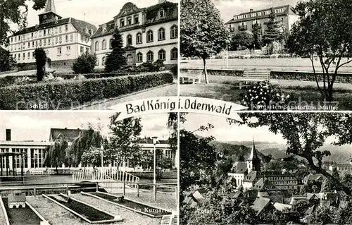 AK / Ansichtskarte Bad_Koenig_Odenwald Schloss Kurgarten Sanatorium Kurgarten Ortsansicht mit Kirche Bad_Koenig_Odenwald