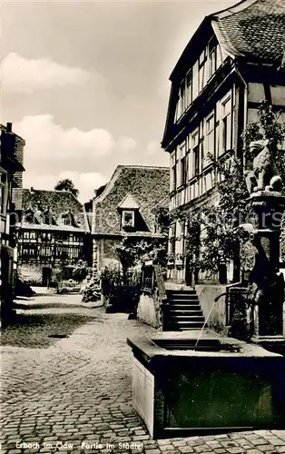 AK / Ansichtskarte Erbach_Odenwald Partie im Staedtel Brunnen Fachwerkhaus Altstadt Erbach Odenwald
