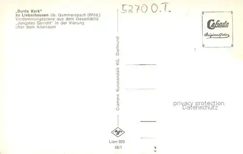 AK / Ansichtskarte Lieberhausen Bunte Kerk Verdammungsszene aus dem Gesamtbild Juengstes Gericht Lieberhausen