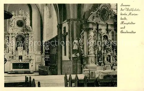 AK / Ansichtskarte Marienheide Inneres der Wallfahrtskirche Hauptaltar und Gnadenaltar Marienheide