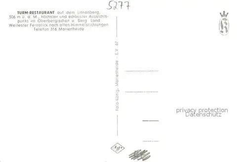 AK / Ansichtskarte Marienheide Aussichtsturm Unnenberg Talsperren Oberbergisches Land Marienheide