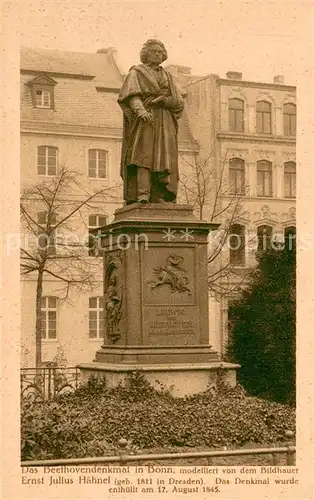 AK / Ansichtskarte Bonn_Rhein Beethoven Denkmal Bildhauer Ernst Julius Haehnel Bonn_Rhein