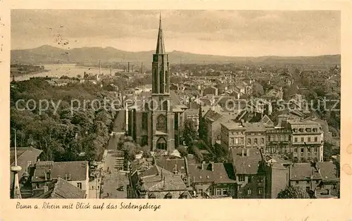 AK / Ansichtskarte Bonn_Rhein Stadtpanorama mit Kirche Blick zum Siebengebirge Bonn_Rhein