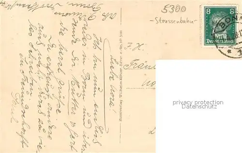 AK / Ansichtskarte Bonn_Rhein Rheinbruecke Strassenbahn Blick auf das Siebengebirge Kuenstlerkarte Bonn_Rhein