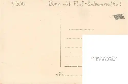 AK / Ansichtskarte Bonn_Rhein Blick vom alten Zoll auf Rhein und Siebengebirge Fluss Badeanstalten Dampfer Bonn_Rhein