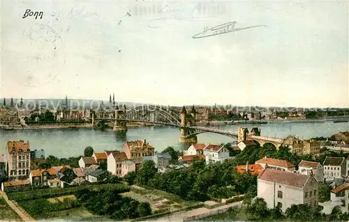 AK / Ansichtskarte Bonn_Rhein Panorama mit Rheinbruecke Bonn_Rhein