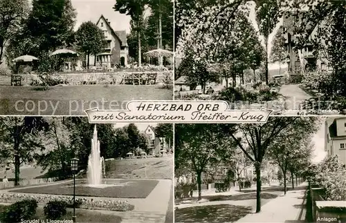 AK / Ansichtskarte Bad_Orb Sanatorium Pfeiffer Krug Kurpark Sprudel Liegewiese Bad_Orb