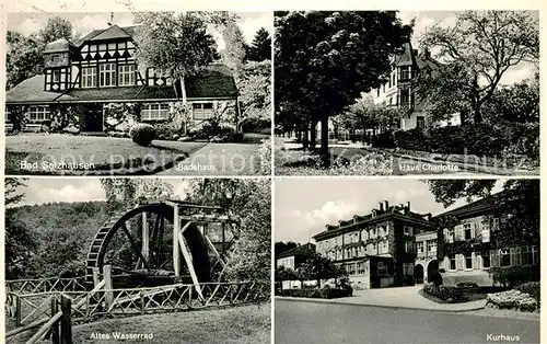 AK / Ansichtskarte Bad_Salzhausen Badehaus Haus Charlotte Kurhaus Altes Wasserrad Bad_Salzhausen