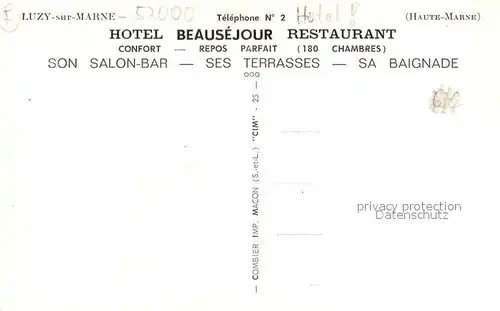 AK / Ansichtskarte Luzy sur Marne Hotel Beausejour Restaurant Son Salon Bar Ses Terrasses Sa Baignade Luzy sur Marne