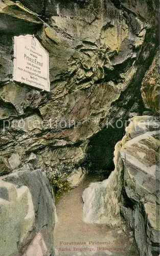 AK / Ansichtskarte Hartenstein_Zwickau Forsthaus Prinzenhoehle Hoehleneingang Hartensteiner Wald Hartenstein_Zwickau