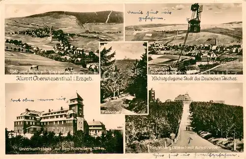 AK / Ansichtskarte Oberwiesenthal_Erzgebirge Unterkunftshaus auf Fichtelberg Bergabfahrt vom Fichtelberg Gondel Oberwiesenthal Erzgebirge