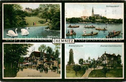 AK / Ansichtskarte Chemnitz Stadtpark Waldschaenke Bismarckturm Schloss