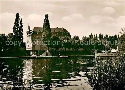 AK / Ansichtskarte Offenbach_Main Uferpartie am Main Blick zum Isenburger Schloss Offenbach Main