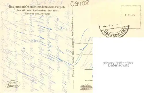 AK / Ansichtskarte Oberschlema_Erzgebirge Kurhaus und Kurhotel Radiumbad Oberschlema_Erzgebirge