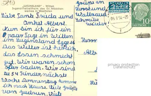 AK / Ansichtskarte Witten_Ruhr Jugend Freizeitheim des Ev. Maedchenwerkes Witten Ruhr