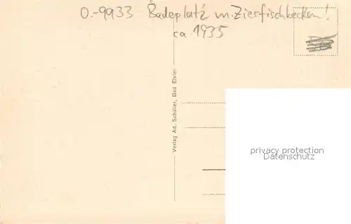 AK / Ansichtskarte Bad_Elster Der Badeplatz mit Zierfischbecken Bad_Elster