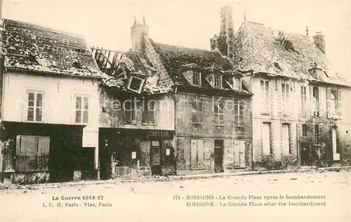 AK / Ansichtskarte Soissons_02_Aisne La Grande Place apres le bombardement 