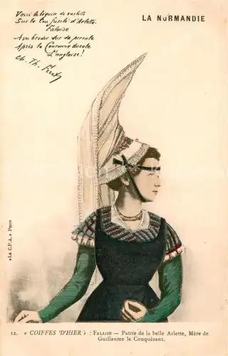 AK / Ansichtskarte Falaise_Ardennes Coiffes dHier Patri de la bella Arlette Falaise_Ardennes