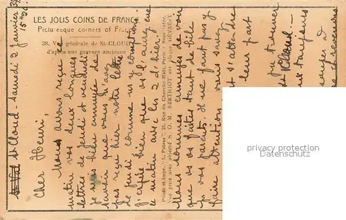 AK / Ansichtskarte Saint_Cloud_92 dapres une gravure ancienne 