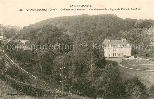 AK / Ansichtskarte Champsecret Chateau de Varennes Vue densemble Ligne de Flers a Domfront Champsecret