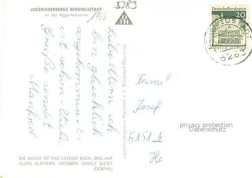 AK / Ansichtskarte Bergneustadt Jugendherberge Poesie Goethe Bergneustadt