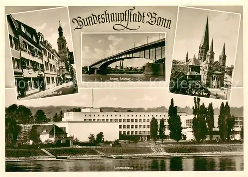 AK / Ansichtskarte Bonn_Rhein Beethovenhaus Rheinbruecke Muenster Bundeshaus Bundeshauptstadt Bonn_Rhein