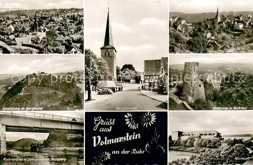 AK / Ansichtskarte Volmarstein Burgruine im Ruhrtal Ruhrbruecke Kliniken Schlossberg mit Burgruine Gesamtansichten Volmarstein
